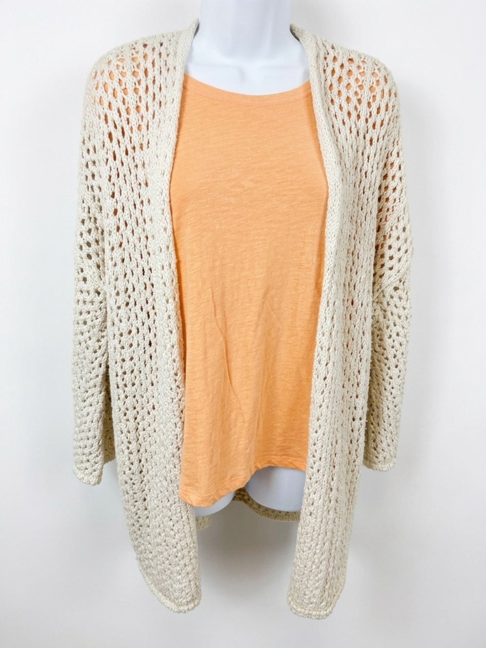Aerie Cream Open Knit Cardigan Sweater Women Size XS/S Relaxed Fit